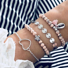 Load image into Gallery viewer, Female Boho Map Heart Bracelet Set