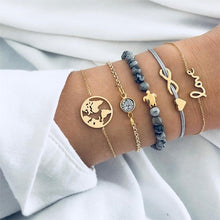 Load image into Gallery viewer, Female Boho Map Heart Bracelet Set